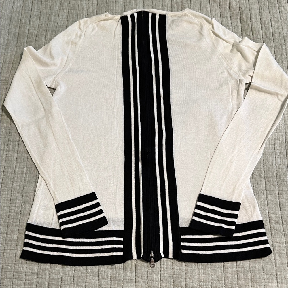 🔥🔥🔥Cullen Zip Back Striped Crew Sweater